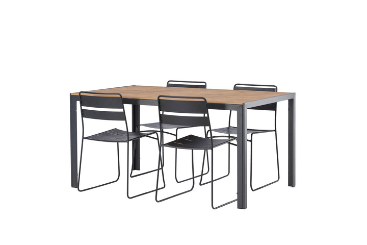 Venture Home Break Diningtable Alumnium - Black / Nature Rectangular 90*150* +Lina Dining Chair - Black _4