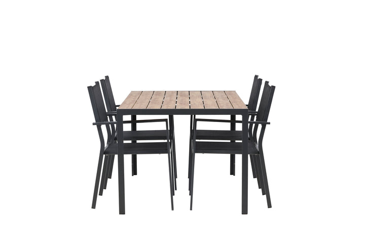 Venture Home Break Diningtable Alumnium - Black / Nature Rectangular 90*150* +Copacabana Stacking Chair - Black/Black - Ersätter 4131-408 _4