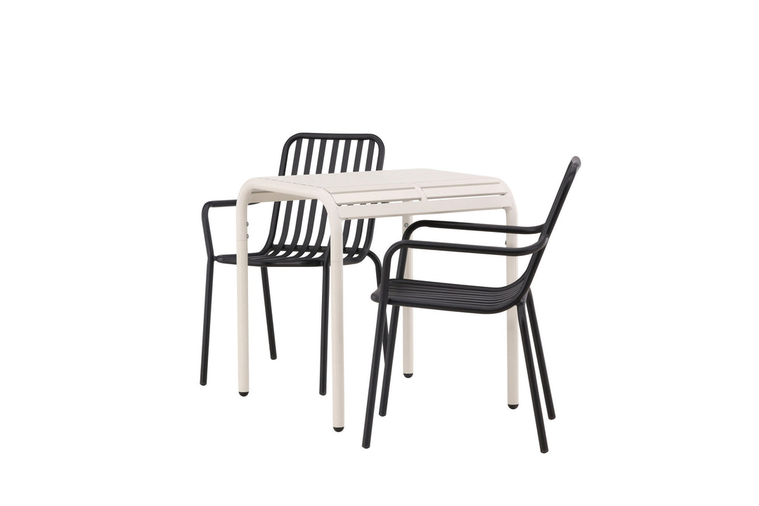 Venture Home Borneo Cafetable Aluminium - Beige / Kvadrat 70*70* +Peking Diningchair Aluminium - Black / _2