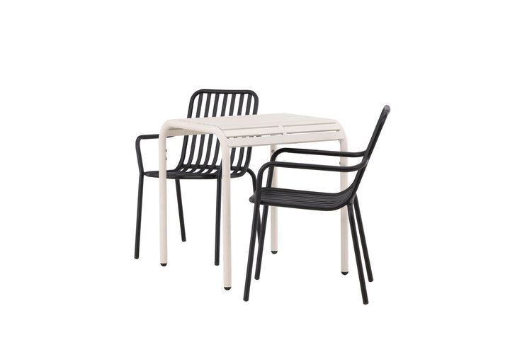 Venture Home Borneo Cafetable Aluminium - Beige / Kvadrat 70*70* +Peking Diningchair Aluminium - Black / _2