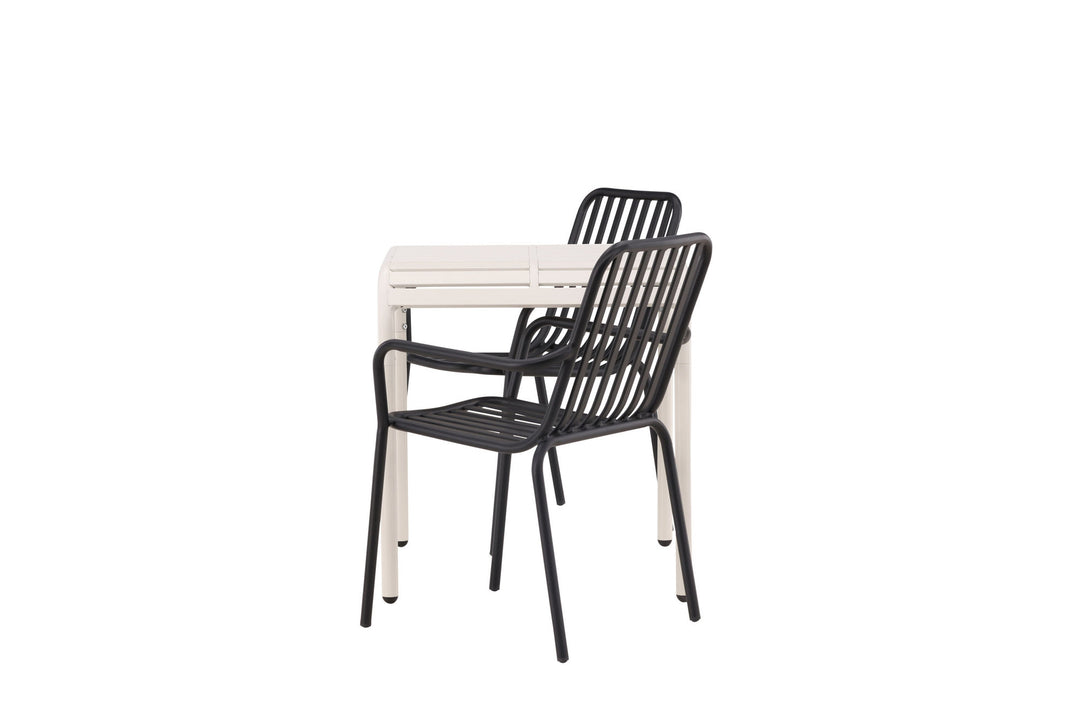 Venture Home Borneo Cafetable Aluminium - Beige / Kvadrat 70*70* +Peking Diningchair Aluminium - Black / _2