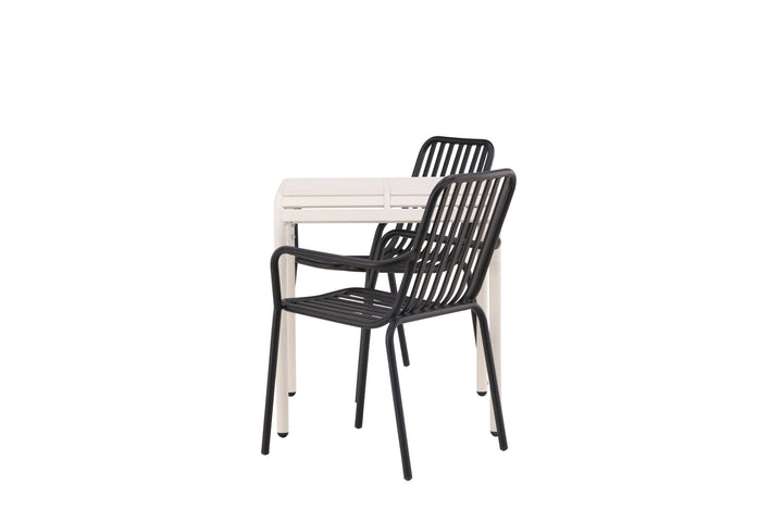 Venture Home Borneo Cafetable Aluminium - Beige / Kvadrat 70*70* +Peking Diningchair Aluminium - Black / _2