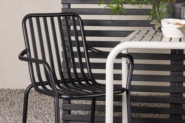Venture Home Borneo Cafetable Aluminium - Beige / Kvadrat 70*70* +Peking Diningchair Aluminium - Black / _2
