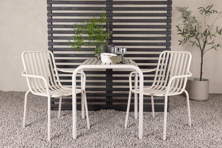 Venture Home Borneo Cafetable Aluminium - Beige / Kvadrat 70*70* +Peking Diningchair Aluminium - Beige / _2