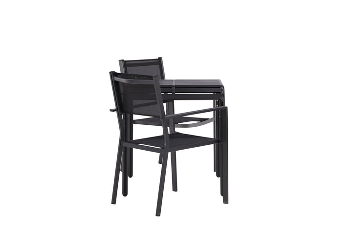 Venture Home Borneo Cafetable Aluminium - Black / Kvadrat 70*70* +Copacabana Stacking Chair - Black/Black - Ersätter 4131-408 _2