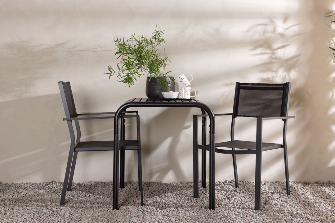 Venture Home Borneo Cafetable Aluminium - Black / Kvadrat 70*70* +Copacabana Stacking Chair - Black/Black - Ersätter 4131-408 _2