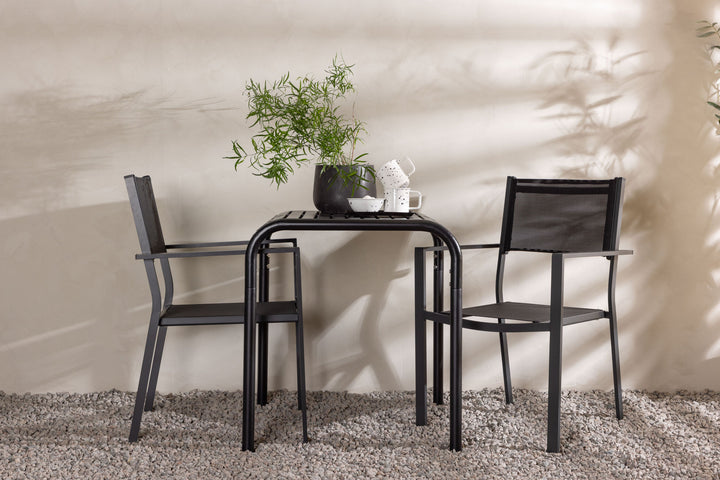 Venture Home Borneo Cafetable Aluminium - Black / Kvadrat 70*70* +Copacabana Stacking Chair - Black/Black - Ersätter 4131-408 _2