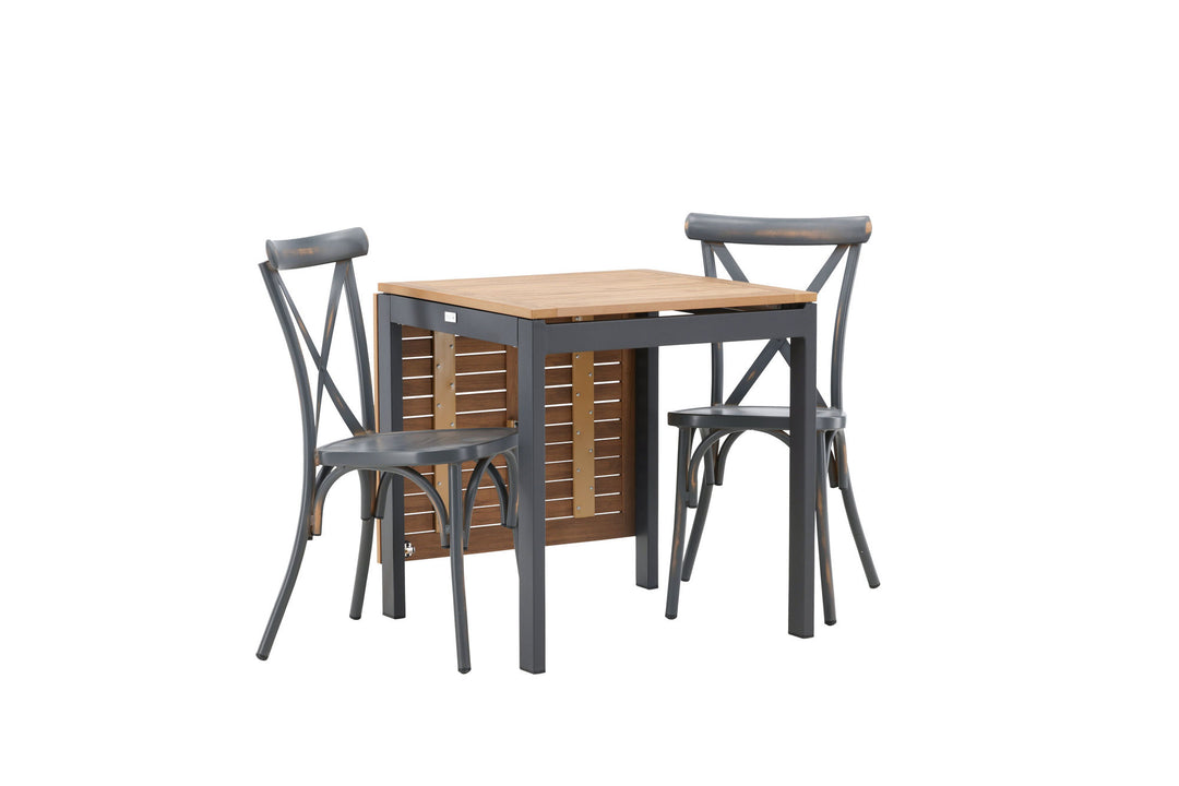 Venture Home Diego Cafetable Aluminium - Black / Brown Aintwood - Rectangular 70*70/130* +Tablas Diningchair Aluminium - Black / _2