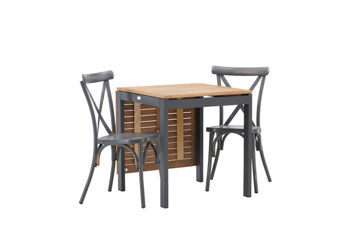 Venture Home Diego Cafetable Aluminium - Black / Brown Aintwood - Rectangular 70*70/130* +Tablas Diningchair Aluminium - Black / _2
