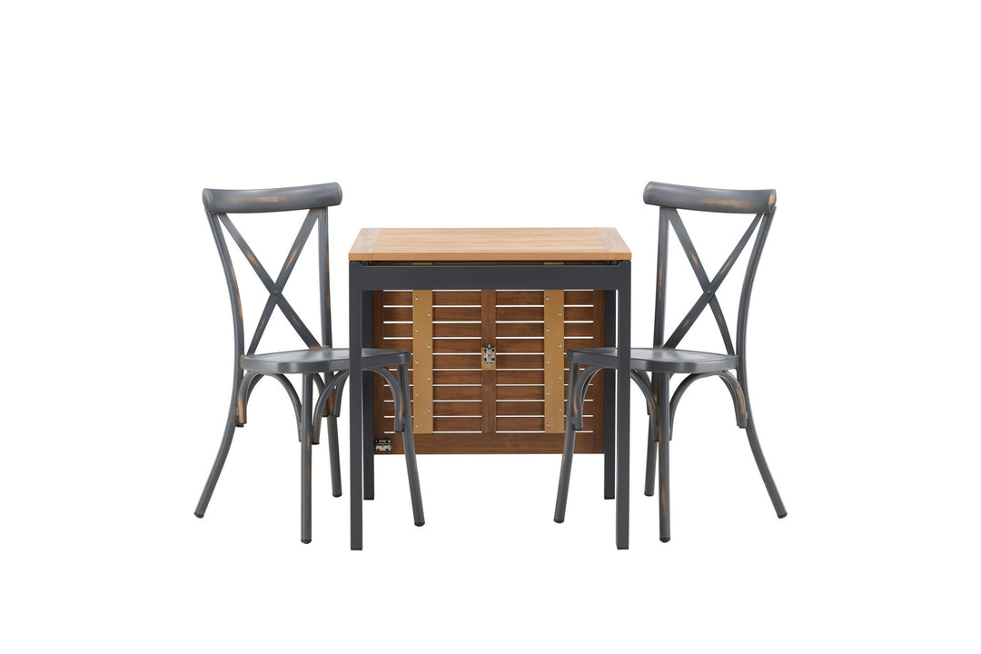 Venture Home Diego Cafetable Aluminium - Black / Brown Aintwood - Rectangular 70*70/130* +Tablas Diningchair Aluminium - Black / _2