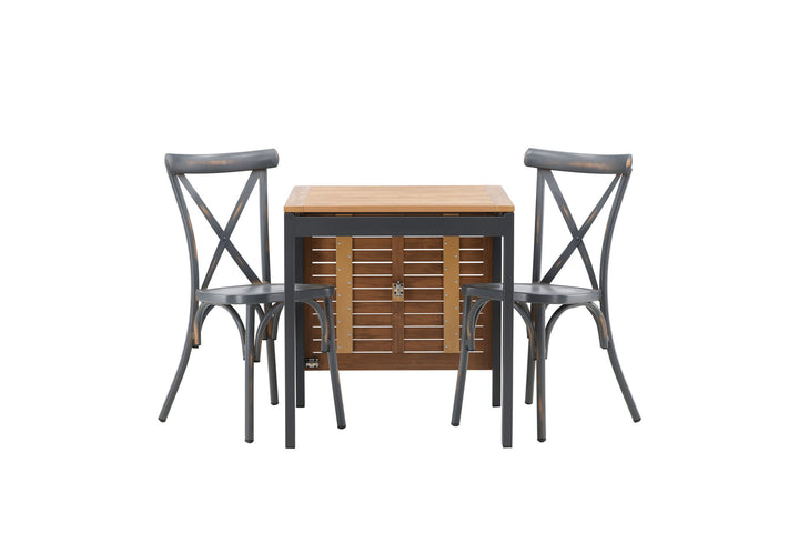 Venture Home Diego Cafetable Aluminium - Black / Brown Aintwood - Rectangular 70*70/130* +Tablas Diningchair Aluminium - Black / _2