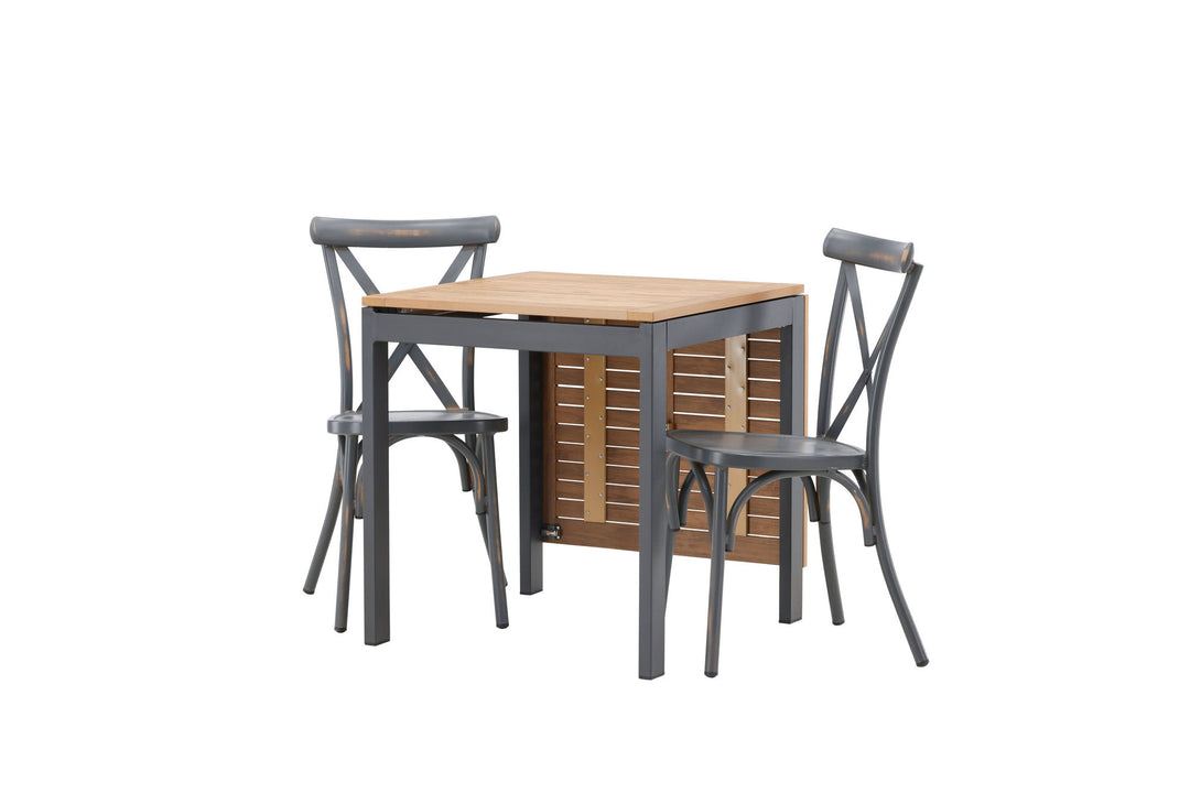 Venture Home Diego Cafetable Aluminium - Black / Brown Aintwood - Rectangular 70*70/130* +Tablas Diningchair Aluminium - Black / _2