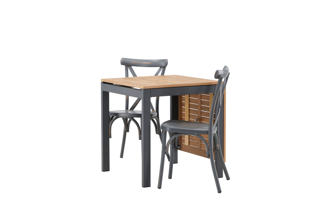 Venture Home Diego Cafetable Aluminium - Black / Brown Aintwood - Rectangular 70*70/130* +Tablas Diningchair Aluminium - Black / _2