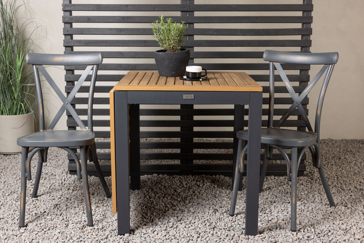 Venture Home Diego Cafetable Aluminium - Black / Brown Aintwood - Rectangular 70*70/130* +Tablas Diningchair Aluminium - Black / _2