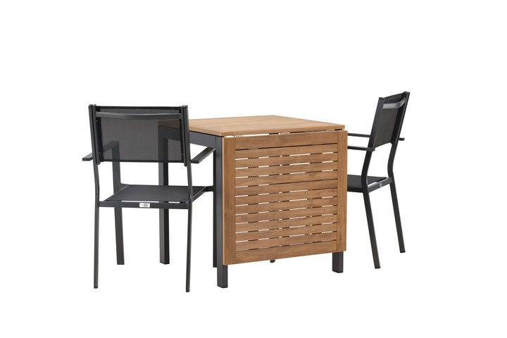Venture Home Diego Cafetable Aluminium - Black / Brown Aintwood - Rectangular 70*70/130* +Copacabana Stacking Chair - Black/Black - Ersätter 4131-408 _2
