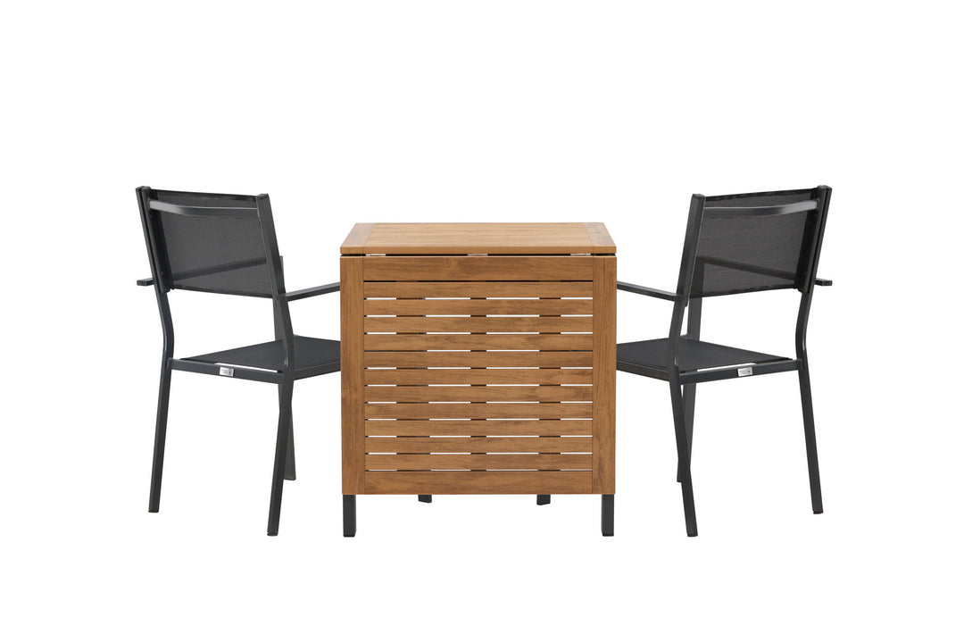 Venture Home Diego Cafetable Aluminium - Black / Brown Aintwood - Rectangular 70*70/130* +Copacabana Stacking Chair - Black/Black - Ersätter 4131-408 _2