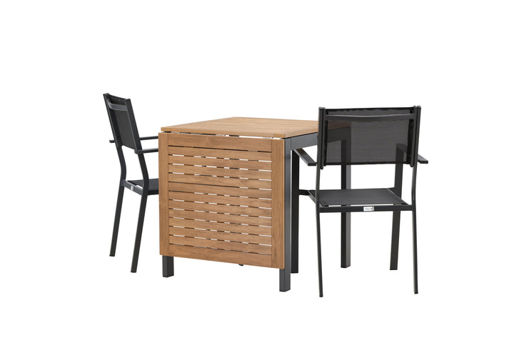 Venture Home Diego Cafetable Aluminium - Black / Brown Aintwood - Rectangular 70*70/130* +Copacabana Stacking Chair - Black/Black - Ersätter 4131-408 _2