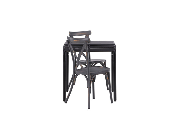 Venture Home Borneo Cafetable Aluminium - Black / Kvadrat 70*70* +Tablas Diningchair Aluminium - Black / _2