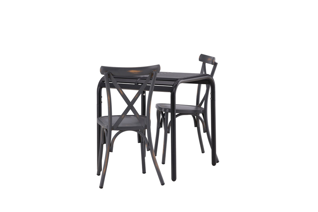 Venture Home Borneo Cafetable Aluminium - Black / Kvadrat 70*70* +Tablas Diningchair Aluminium - Black / _2