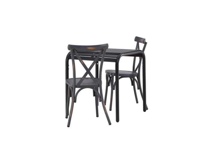 Venture Home Borneo Cafetable Aluminium - Black / Kvadrat 70*70* +Tablas Diningchair Aluminium - Black / _2