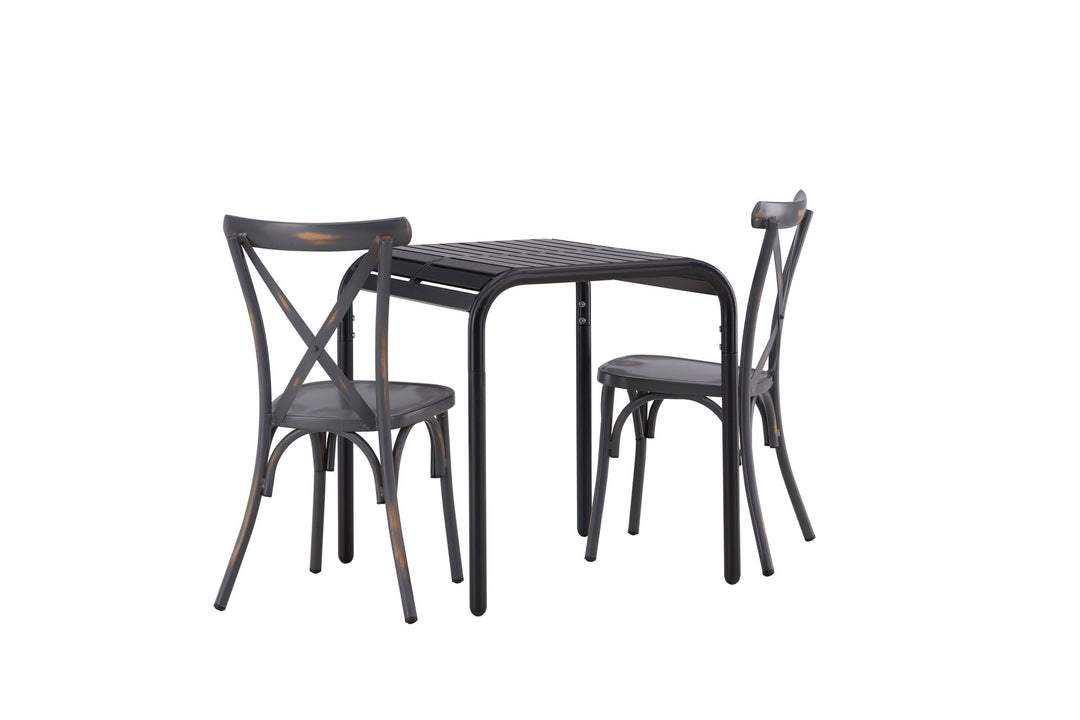 Venture Home Borneo Cafetable Aluminium - Black / Kvadrat 70*70* +Tablas Diningchair Aluminium - Black / _2
