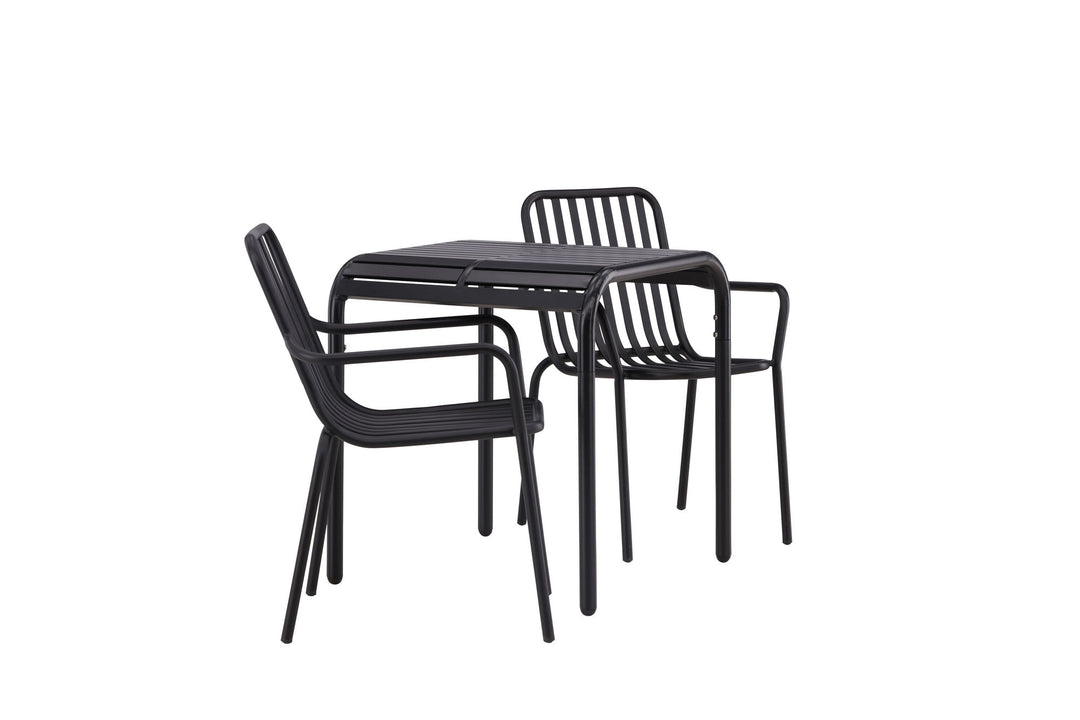 Venture Home Borneo Cafetable Aluminium - Black / Kvadrat 70*70* +Peking Diningchair Aluminium - Black / _2