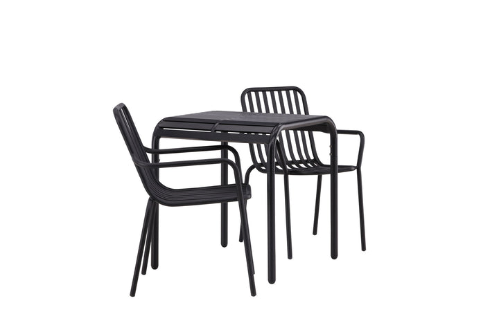 Venture Home Borneo Cafetable Aluminium - Black / Kvadrat 70*70* +Peking Diningchair Aluminium - Black / _2