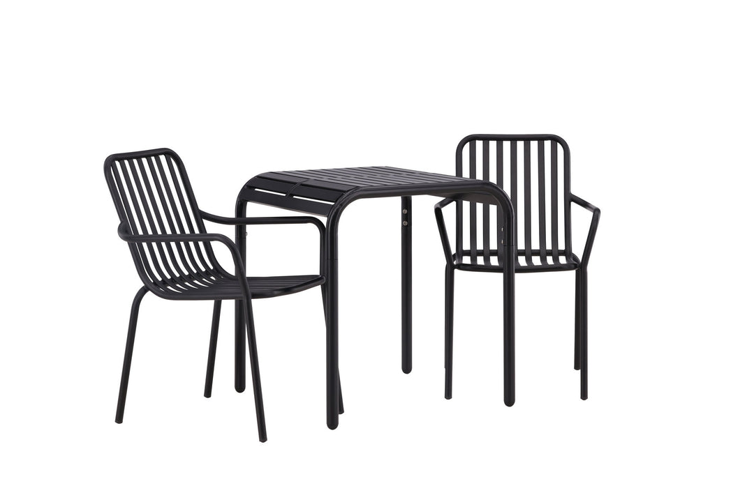 Venture Home Borneo Cafetable Aluminium - Black / Kvadrat 70*70* +Peking Diningchair Aluminium - Black / _2