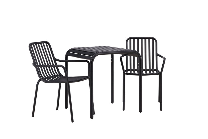 Venture Home Borneo Cafetable Aluminium - Black / Kvadrat 70*70* +Peking Diningchair Aluminium - Black / _2