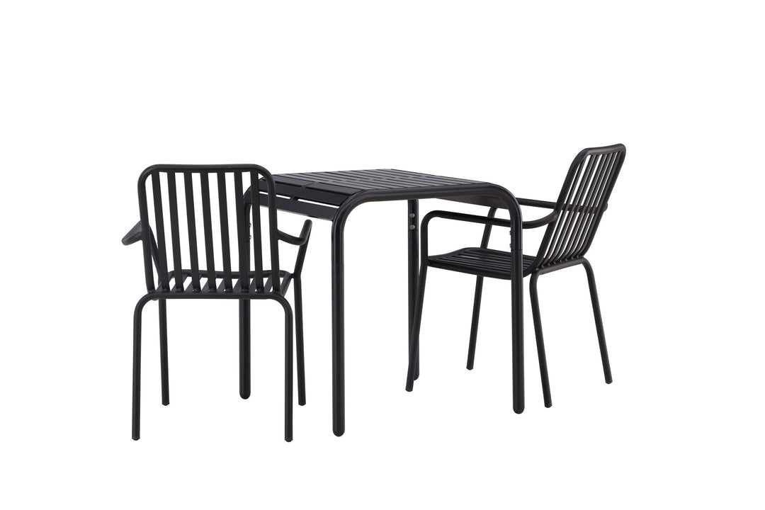 Venture Home Borneo Cafetable Aluminium - Black / Kvadrat 70*70* +Peking Diningchair Aluminium - Black / _2