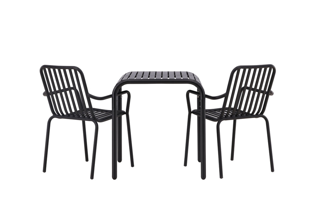 Venture Home Borneo Cafetable Aluminium - Black / Kvadrat 70*70* +Peking Diningchair Aluminium - Black / _2