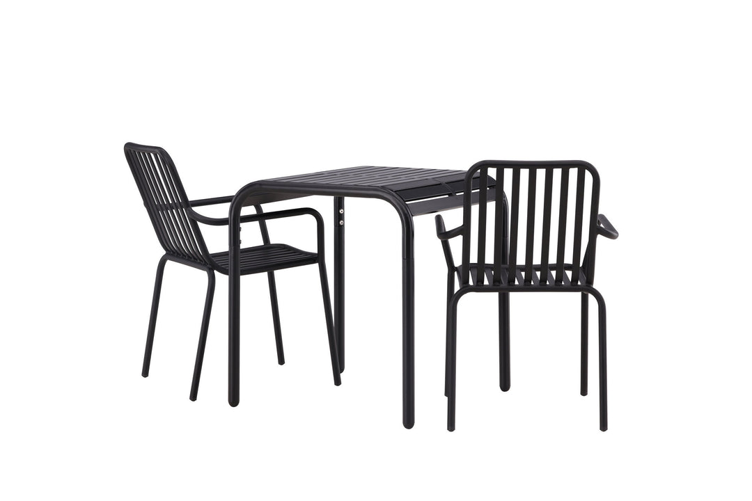 Venture Home Borneo Cafetable Aluminium - Black / Kvadrat 70*70* +Peking Diningchair Aluminium - Black / _2