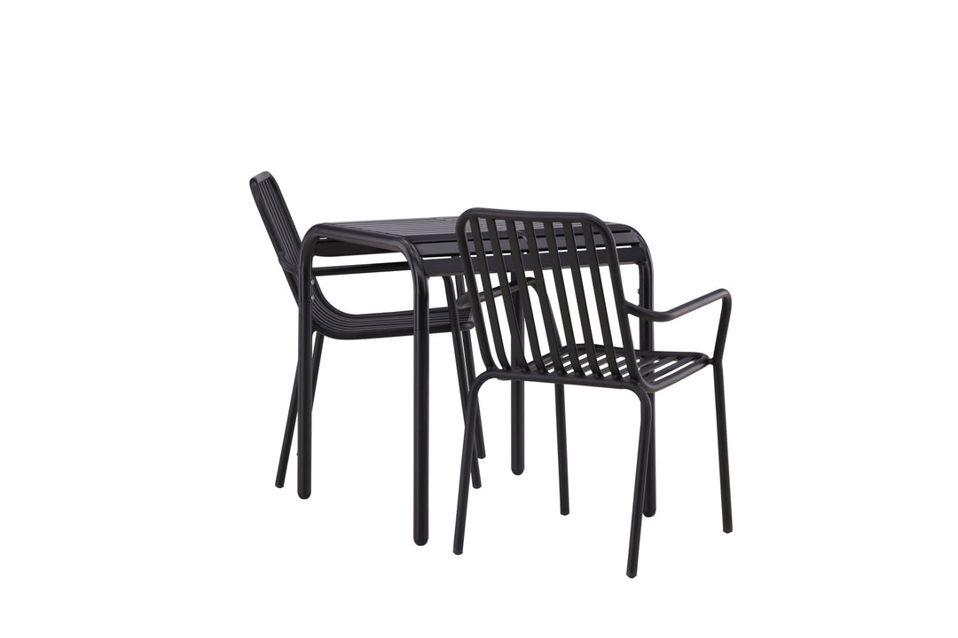 Venture Home Borneo Cafetable Aluminium - Black / Kvadrat 70*70* +Peking Diningchair Aluminium - Black / _2