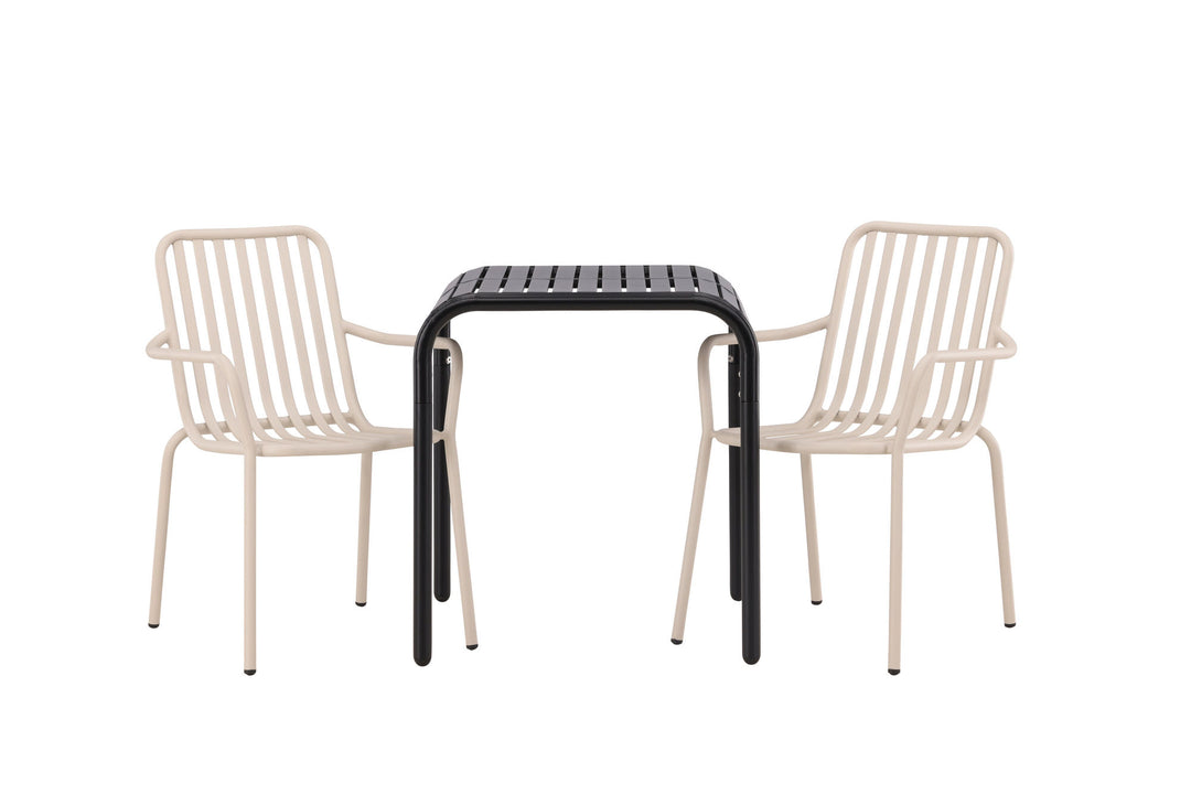 Venture Home Borneo Cafetable Aluminium - Black / Kvadrat 70*70* +Peking Diningchair Aluminium - Beige / _2