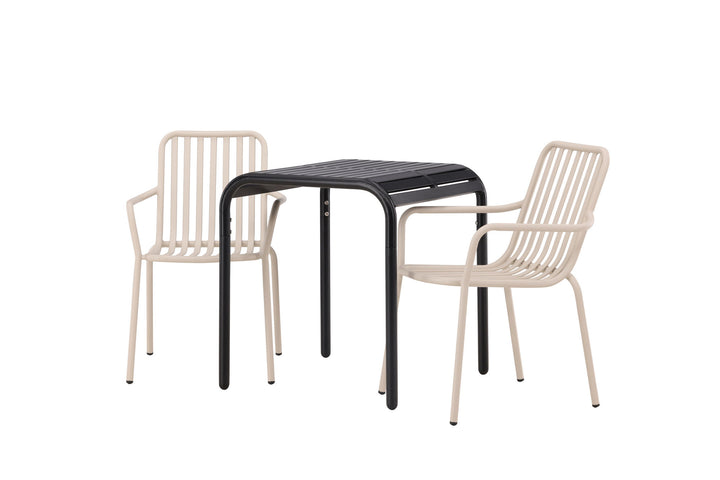 Venture Home Borneo Cafetable Aluminium - Black / Kvadrat 70*70* +Peking Diningchair Aluminium - Beige / _2
