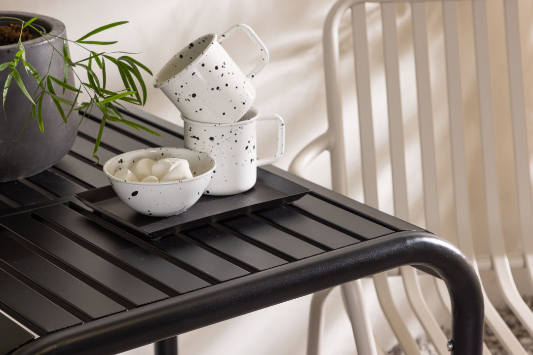 Venture Home Borneo Cafetable Aluminium - Black / Kvadrat 70*70* +Peking Diningchair Aluminium - Beige / _2
