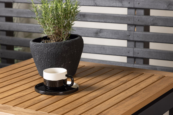 Venture Home Diego Cafetable Aluminium - Black / Brown Aintwood - Rectangular 70*70/130* +Bois Diningchair Steel - Black / Dark Grey Rope _2