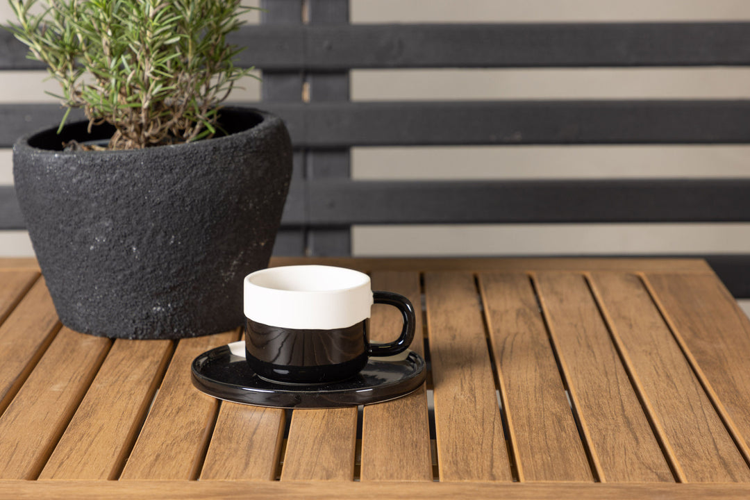 Venture Home Diego Cafetable Aluminium - Black / Brown Aintwood - Rectangular 70*70/130* +Bois Diningchair Steel - Silver / Green Rope _2