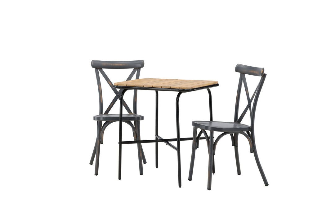 Venture Home Holmbeck Cafetable Steel - Black / Rectangular 55*70*74 +Tablas Diningchair Aluminium - Black / _2
