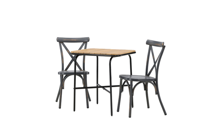 Venture Home Holmbeck Cafetable Steel - Black / Rectangular 55*70*74 +Tablas Diningchair Aluminium - Black / _2