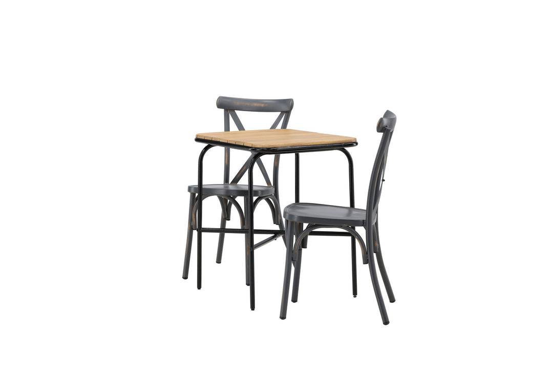 Venture Home Holmbeck Cafetable Steel - Black / Rectangular 55*70*74 +Tablas Diningchair Aluminium - Black / _2