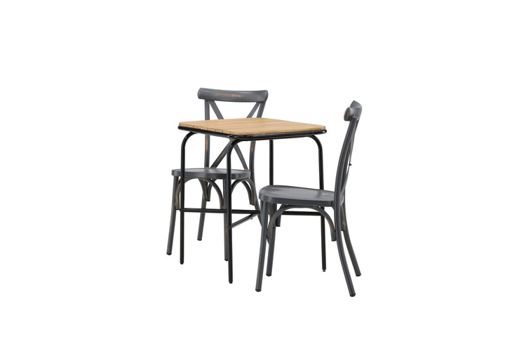 Venture Home Holmbeck Cafetable Steel - Black / Rectangular 55*70*74 +Tablas Diningchair Aluminium - Black / _2