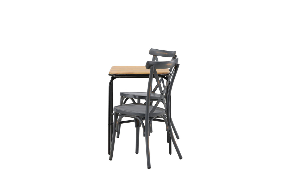 Venture Home Holmbeck Cafetable Steel - Black / Rectangular 55*70*74 +Tablas Diningchair Aluminium - Black / _2