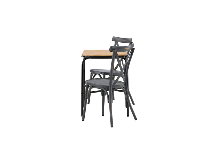 Venture Home Holmbeck Cafetable Steel - Black / Rectangular 55*70*74 +Tablas Diningchair Aluminium - Black / _2