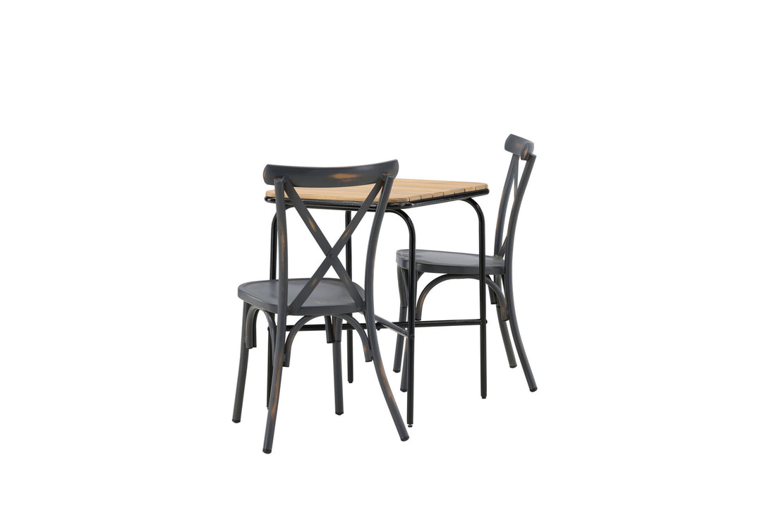 Venture Home Holmbeck Cafetable Steel - Black / Rectangular 55*70*74 +Tablas Diningchair Aluminium - Black / _2