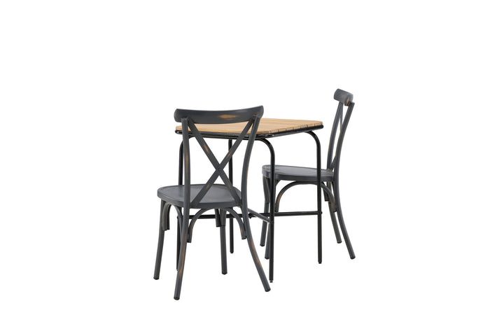 Venture Home Holmbeck Cafetable Steel - Black / Rectangular 55*70*74 +Tablas Diningchair Aluminium - Black / _2