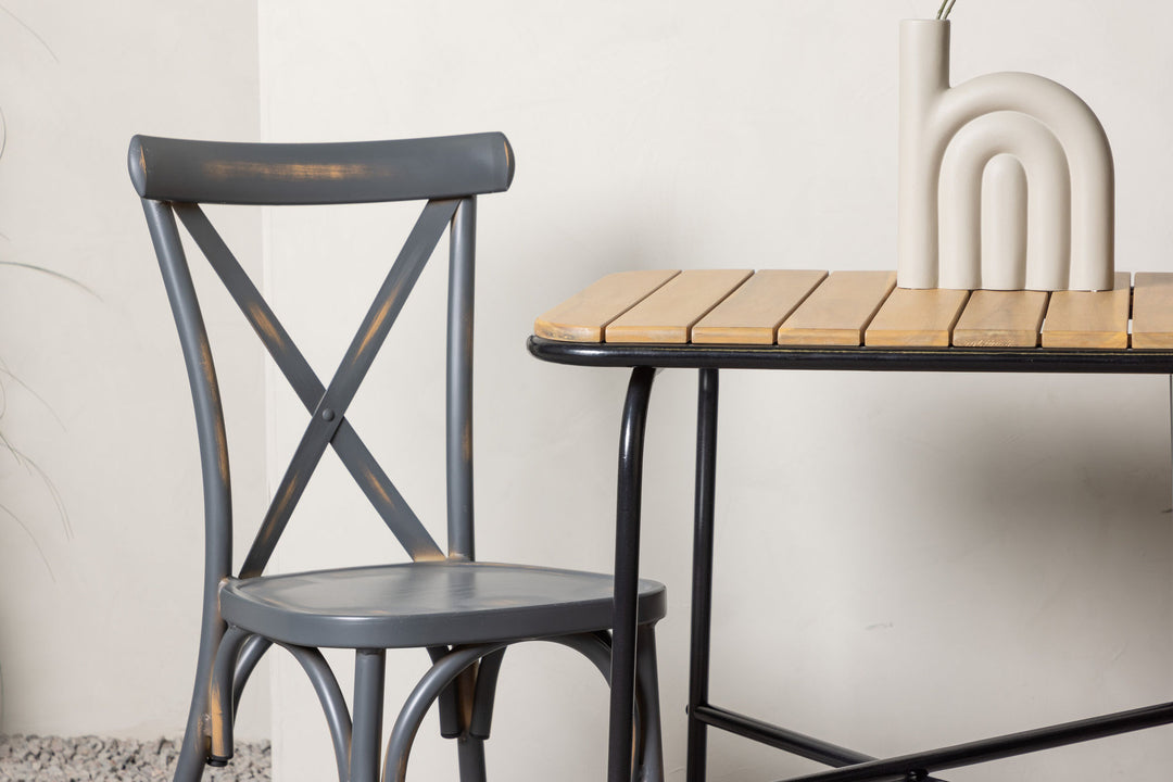 Venture Home Holmbeck Cafetable Steel - Black / Rectangular 55*70*74 +Tablas Diningchair Aluminium - Black / _2