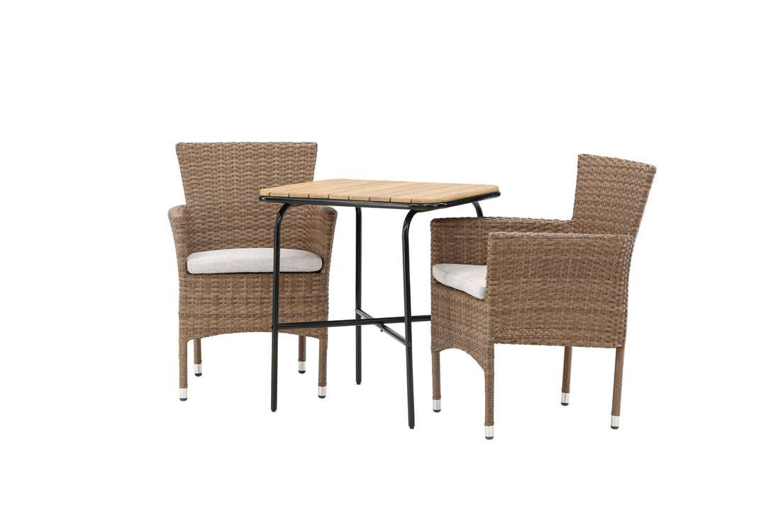 Venture Home Holmbeck Cafetable Steel - Black / Rectangular 55*70*74 +Malina Diningchair Alumnium - Nature / Wicker _2
