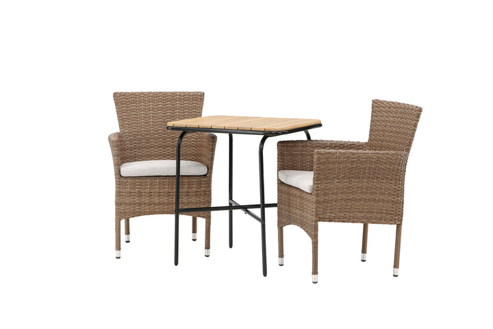 Venture Home Holmbeck Cafetable Steel - Black / Rectangular 55*70*74 +Malina Diningchair Alumnium - Nature / Wicker _2