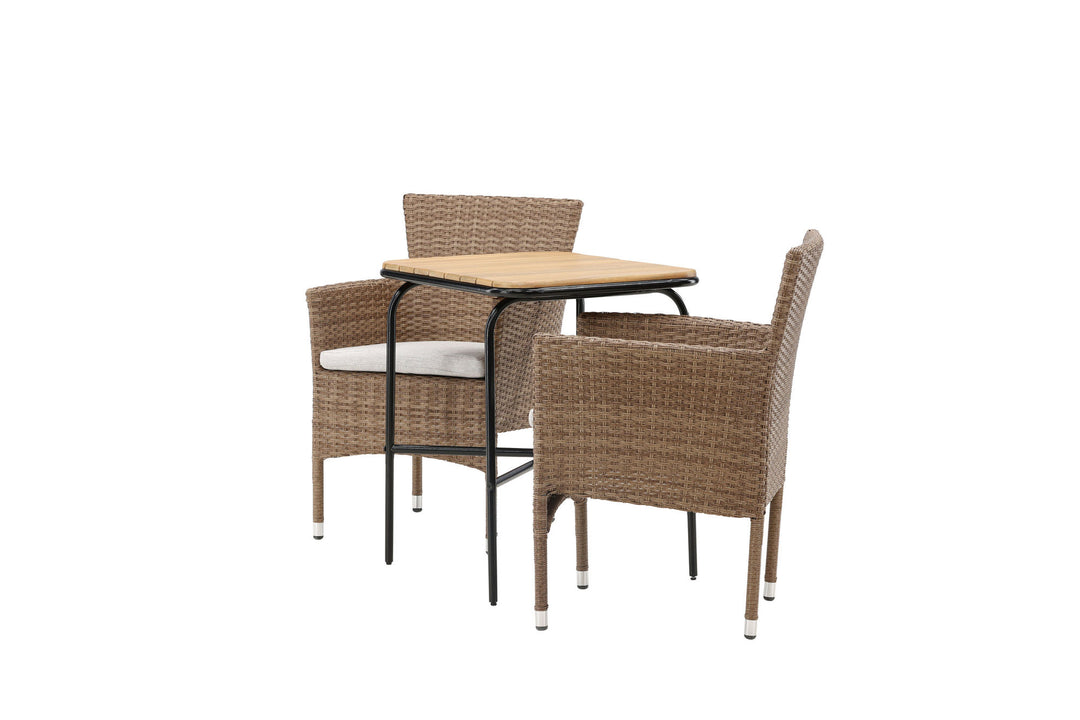 Venture Home Holmbeck Cafetable Steel - Black / Rectangular 55*70*74 +Malina Diningchair Alumnium - Nature / Wicker _2